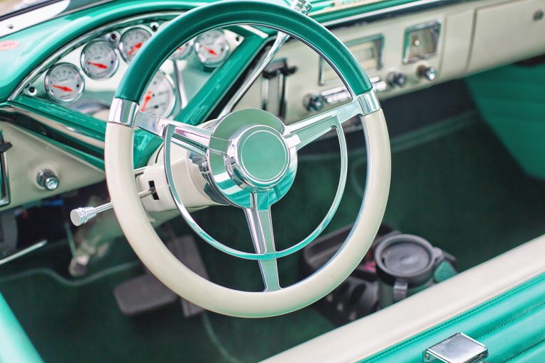 Is prayer your steering wheel or spare tire? Vintage turquoise steering wheel.